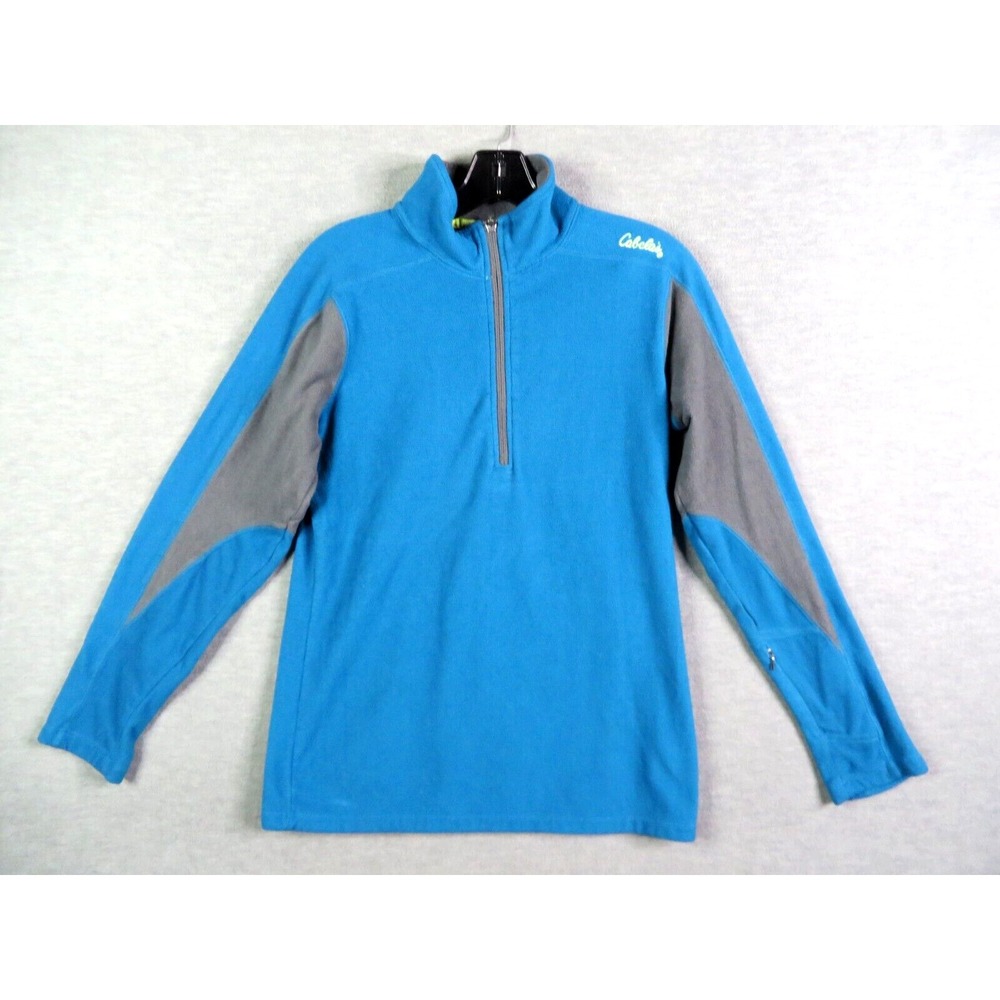 Cabelas Womens Jacket Medium Blue Gray Fleece 1/4 Zip Gorpcore Outdoor Hiking‎